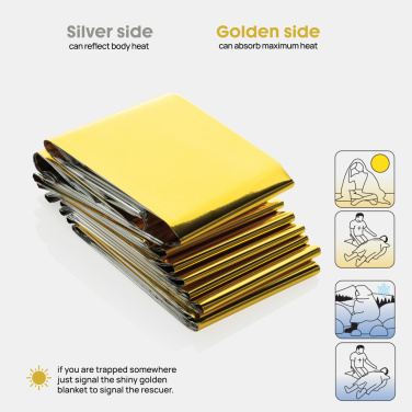 Logotrade corporate gift picture of: Solra emergency blanket in RCS recycled RPET pouch