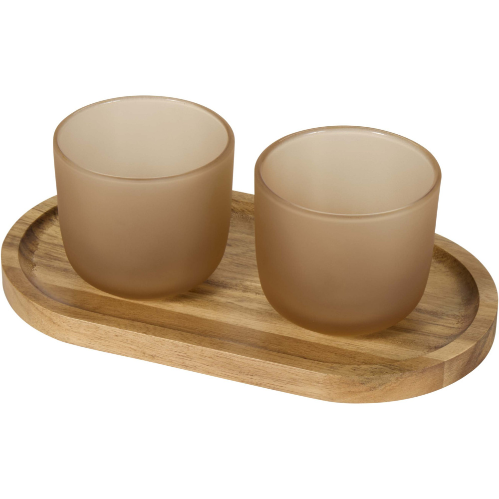 Logotrade corporate gift picture of: Male wooden serving tray and glass cups set