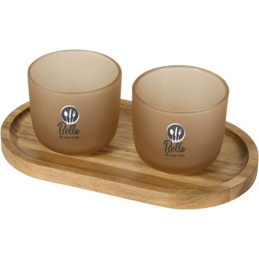 Logotrade promotional gift picture of: Male wooden serving tray and glass cups set