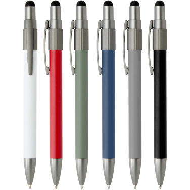 Logo trade promotional items image of: Rill RCS recycled ballpoint pen with stylus and fidget spinner (black ink)