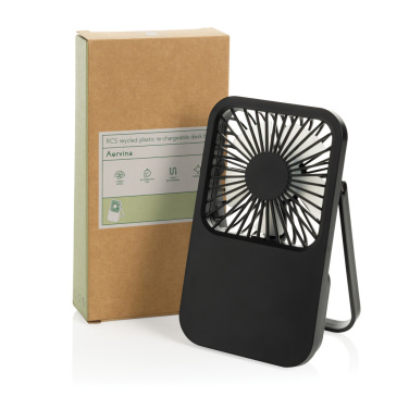 Logo trade promotional merchandise photo of: Aervina RCS recycled plastic re-chargeable desk fan