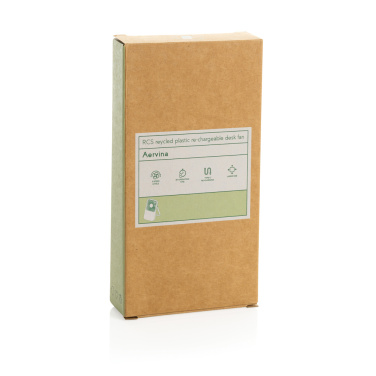 Logo trade promotional giveaways picture of: Aervina RCS recycled plastic re-chargeable desk fan