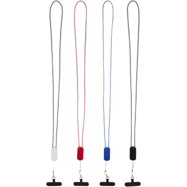 Logotrade promotional item image of: Anser recycled plastic smartphone lanyard with 27W 5-in-1 built-in cable