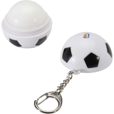 Logotrade promotional product picture of: Rami football-shaped vanilla lip balm with SPF 15 and keychain