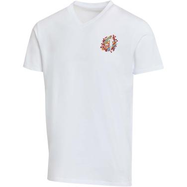 Logo trade promotional products image of: Balfour 200 g/m² short sleeve v-neck unisex OCS organic t-shirt