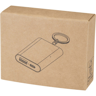 Logo trade advertising products image of: Arcturus 2000 mAh recycled aluminium power bank with keychain