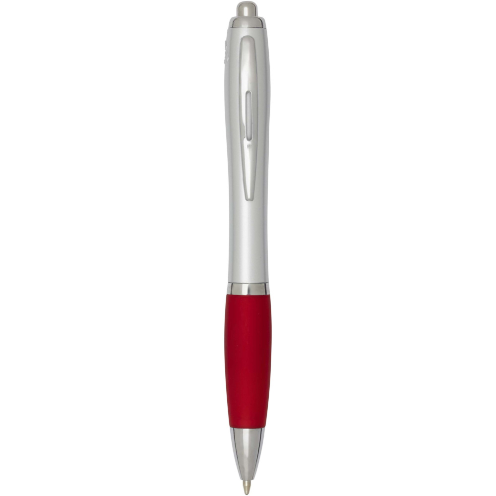 Logotrade promotional merchandise image of: Nash RCS recycled plastic ballpoint pen with silver barrel and coloured grip (black ink)
