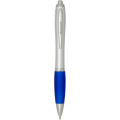 Nash RCS recycled plastic ballpoint pen with silver barrel and coloured grip (black ink), Royal blue