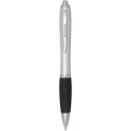 Nash RCS recycled plastic ballpoint pen with silver barrel and coloured grip (black ink), Black
