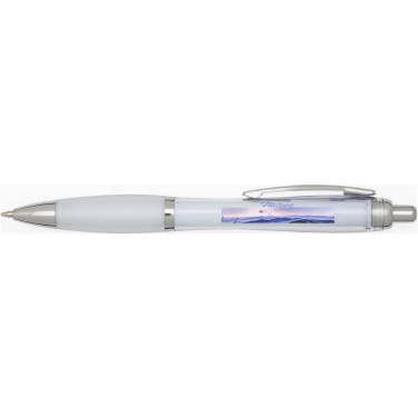 Logotrade promotional item image of: Nash RCS recycled plastic ballpoint pen with coloured barrel and grip (black ink)