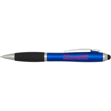 Logo trade corporate gifts picture of: Nash RCS recycled plastic stylus ballpoint pen with coloured barrel and black grip (blue ink)