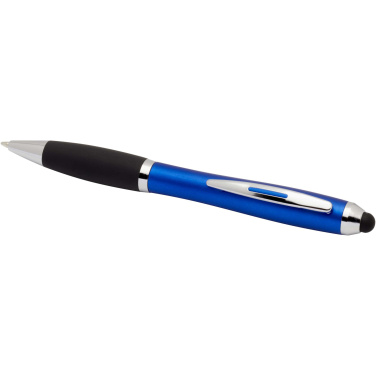 Logo trade promotional merchandise photo of: Nash RCS recycled plastic stylus ballpoint pen with coloured barrel and black grip (blue ink)