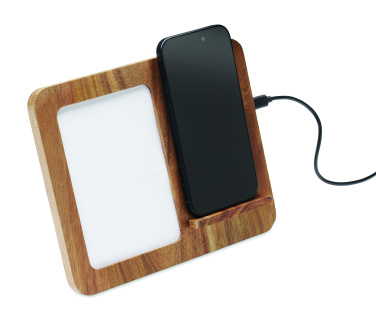 Logotrade promotional product image of: Acacia frame & charger 15W