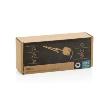 Logo trade promotional products image of: Spira RCS recycled retractable 100W fast charging cable