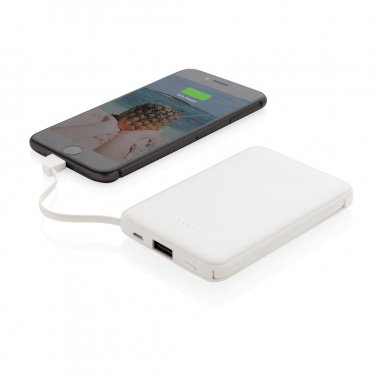 Logotrade meene foto: Reklaamtoode: 5.000 mAh Pocket Powerbank with integrated cables, white