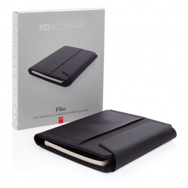 Logotrade firmakingitused pilt: Firmakingitus: Fiko wireless charging portfolio A5 with powerbank, black