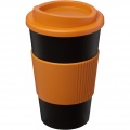 Americano® 350 ml silikoonist võruga kohvitops, Täismust/oranž