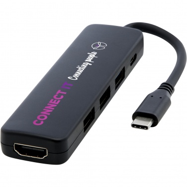 Logo trade firmakingituse pilt: Loop RCS taaskasutatud plastist multimeediumiadapter USB 2.0-3.0 HDMI-pordiga