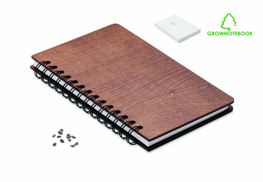 Logo trade reklaamtoote pilt: A5 kasepuidust märkmik GROWBOOK™