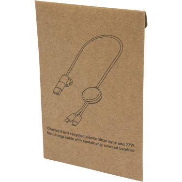 Logotrade firmakingituse foto: Chechia viis-ühes taaskasutatud plastist kiirlaadimiskaabel bambusdetailidega