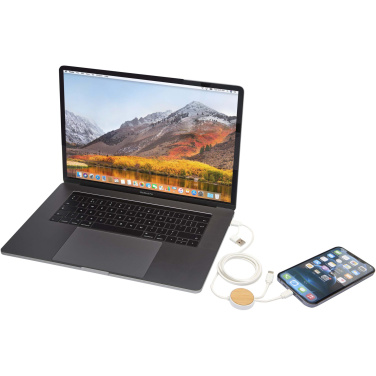 Logotrade meene foto: Chechia 5-in-1 taaskasutatud plastist 150 cm kiirlaadimiskaabel bambusdetailidega