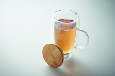 Logo trade ärikingituse pilt: Topeltseinaga klaasist kruus kaanega 450ml