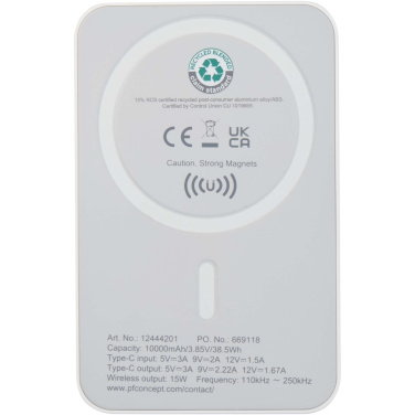 Logotrade reklaamkingi foto: Acrab 10 000 mAh 15W magnetiline juhtmevaba varupank 20W PD-ga - valmistatud taaskasutatud plastist