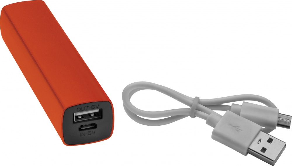 Logotrade mainoslahja tuotekuva: Powerbank 2200 mAh with USB port in a box, oranž