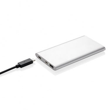 Logo trade mainoslahja ja liikelahja tuotekuva: 4.000 mAh type C powerbank, silver