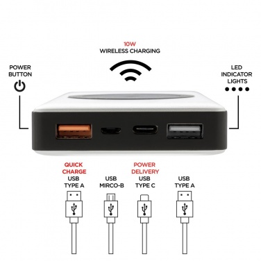 Logo trade liikelahja kuva: Reklaamtoode: 10.000 mAh Powerbank with PD and Wireless charger, silver