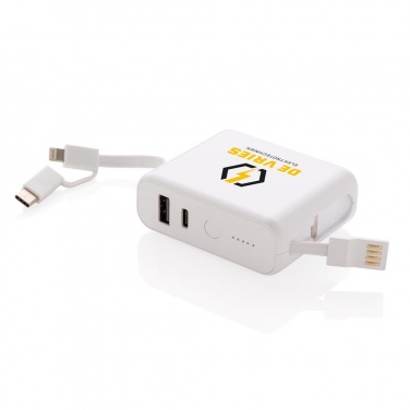 Logo trade mainostuotet tuotekuva: Firmakingitus: 5.000 mAh wireless charging 5W powerbank, white