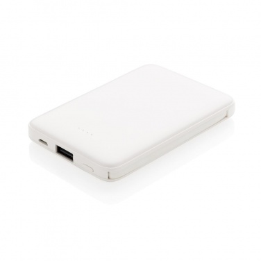 Logotrade liikelahjat mainoslahjat tuotekuva: Reklaamtoode: 5.000 mAh Pocket Powerbank with integrated cables, white