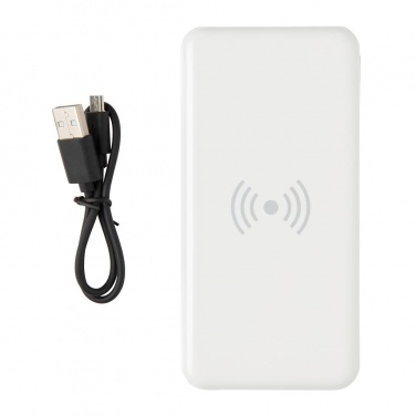 Logotrade mainoslahja ja liikelahja kuva: Firmakingitus: Ultra Thin 4.000 mAh Wireless 5W Charging Powerbank, white