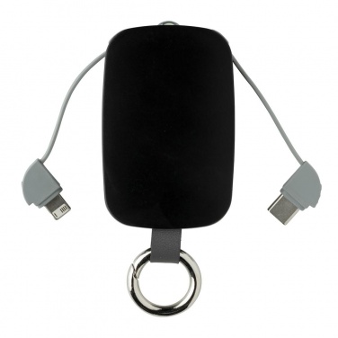 Logotrade mainostuote tuotekuva: Ärikingitus: 1.200 mAh Keychain Powerbank with integrated cables, black