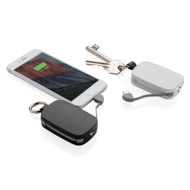 Logotrade liikelahjat mainoslahjat tuotekuva: Ärikingitus: 1.200 mAh Keychain Powerbank with integrated cables, black