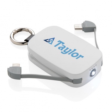 Logotrade liikelahjat kuva: Reklaamkingitus: 1.200 mAh Keychain Powerbank with integrated cables, white