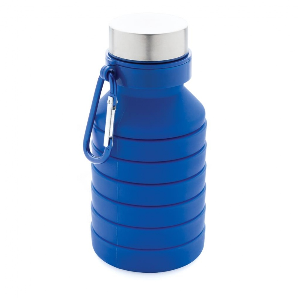 Logo trade liikelahja kuva: Reklaamkingitus: Leakproof collapsible silicon bottle with lid, blue