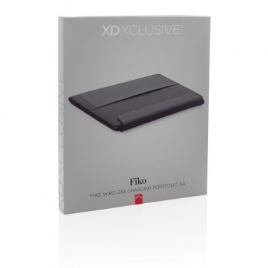 Logotrade mainostuotet kuva: Firmakingitus: Fiko wireless charging portfolio A4 with powerbank, black