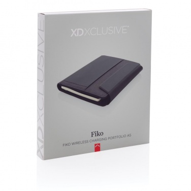 Logotrade mainoslahja tuotekuva: Firmakingitus: Fiko wireless charging portfolio A5 with powerbank, black