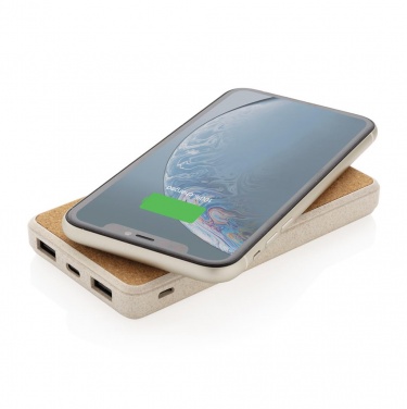 Logotrade mainostuote tuotekuva: Ärikingitus: Cork and Wheat 8.000 mAh 5W wireless powerbank, brown