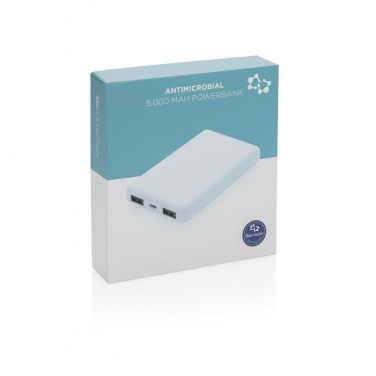 Logo trade liikelahja kuva: Reklaamkingitus: 5.000 mAh antimicrobial powerbank, white