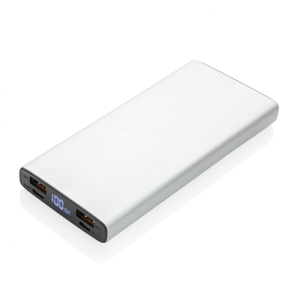 Logotrade liikelahja mainoslahja kuva: Meene: Aluminum 18W 10.000 mAh PD Powerbank, silver