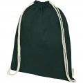 Orissa 100 g/m² organic cotton drawstring bag 5L, Tummanvihreä