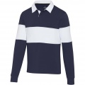 Clyde unisex organic rugby polo sweatshirt, Navy / valkoinen