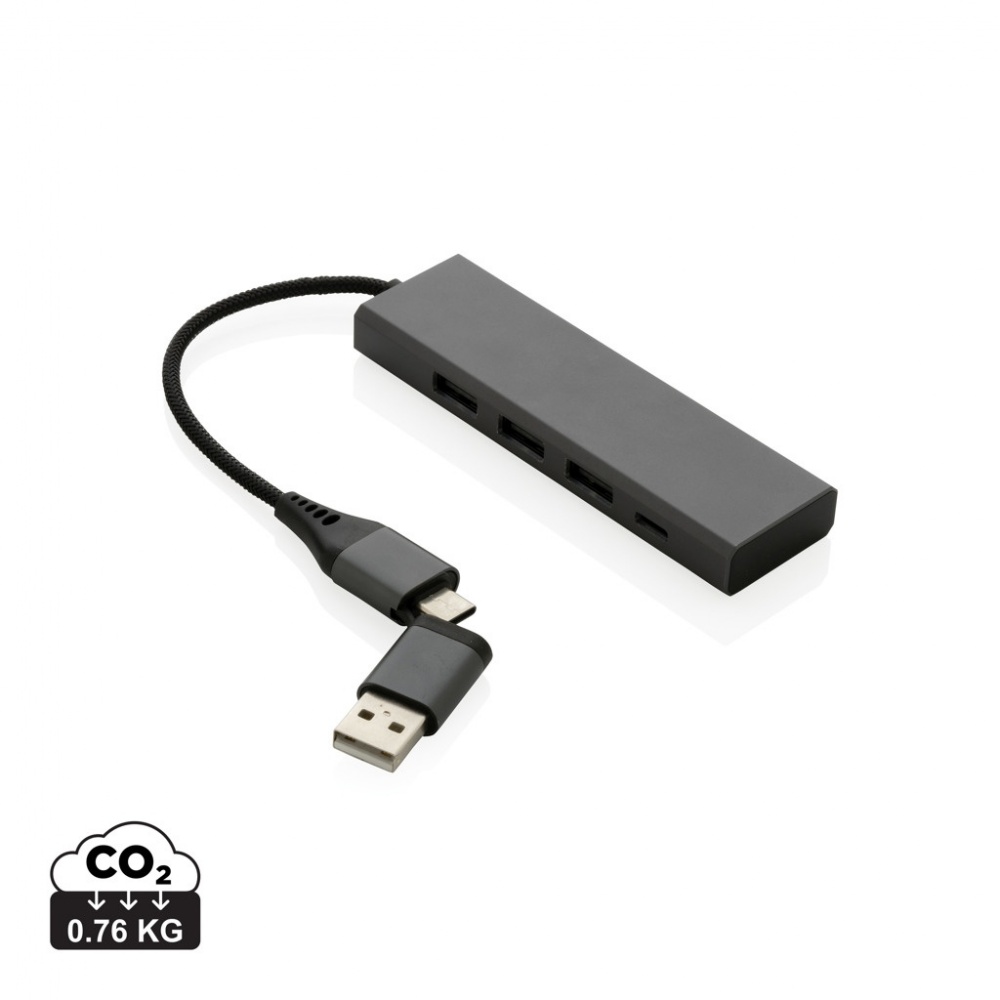 Logotrade mainostuote tuotekuva: Terra RCS alumiininen USB-hub 3 portilla