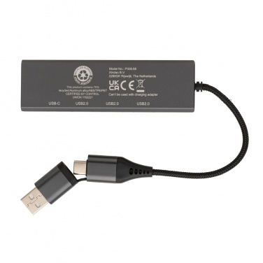 Logo trade mainoslahja ja liikelahja tuotekuva: Terra RCS alumiininen USB-hub 3 portilla