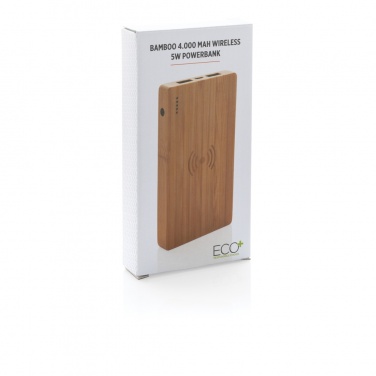 Logotrade mainostuote tuotekuva: Bamboo 4000 mAh:n langaton 5W varavirtalähde