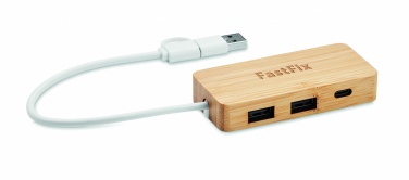 Logotrade liikelahjat mainoslahjat tuotekuva: 3 portin USB-keskitin bambua