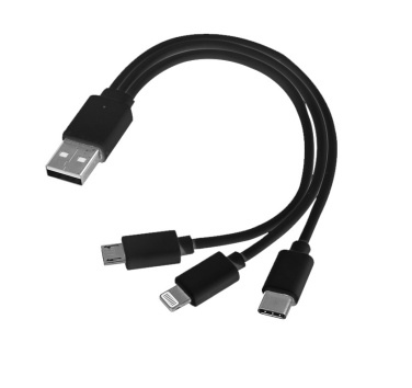 Logotrade liikelahja tuotekuva: 3 in 1 USB-kaapeli tyyppi c + micro USB + lightning