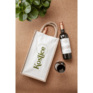 Logo trade liikelahja mainoslahja tuotekuva: Juuttikangas Double Wine Bag